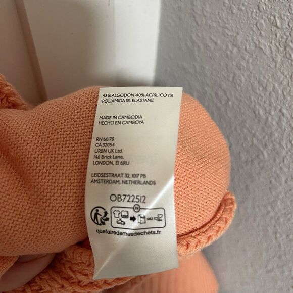 NWOT Free People Nightingale Cotton Cardigan in Shell Coral Orange Sz XS Oversz - Picture 5 of 8